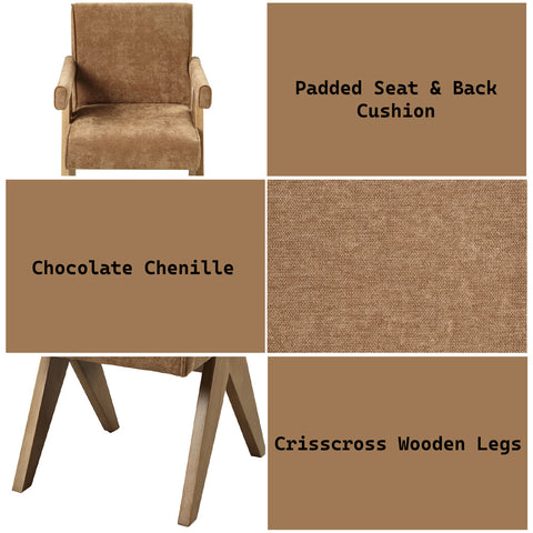 ACME Zoey Chocolate Chenille Oak Arm Chair (Set-2) Model DN04077