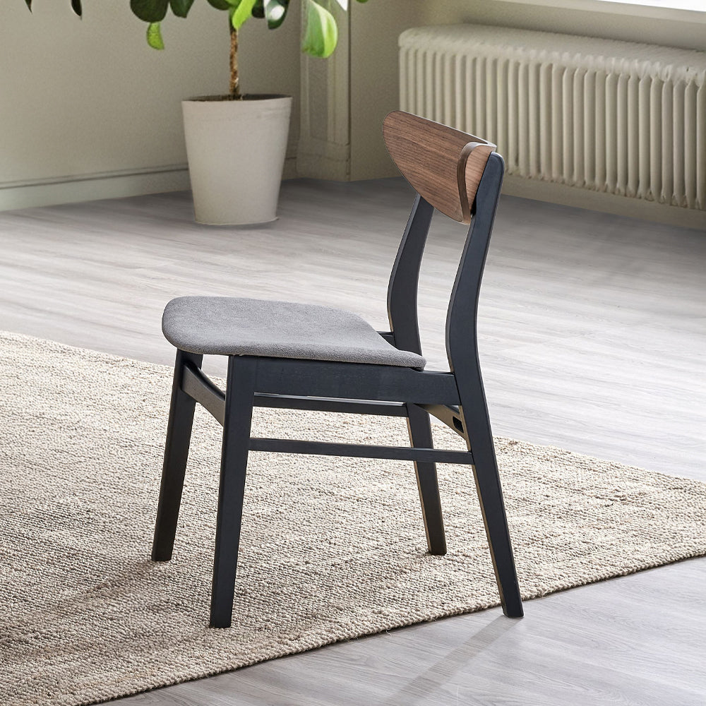 ACME Rebi Gray Linen Walnut Black Side Chair (Set-2) Model DN04181