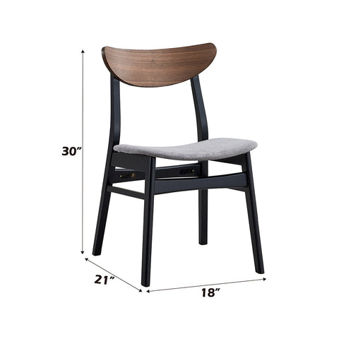 ACME Rebi Gray Linen Walnut Black Side Chair (Set-2) Model DN04181
