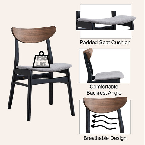 ACME Rebi Gray Linen Walnut Black Side Chair (Set-2) Model DN04181