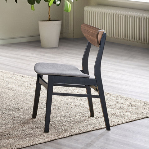 ACME Rebi Gray Linen Walnut Black Side Chair (Set-2) Model DN04181