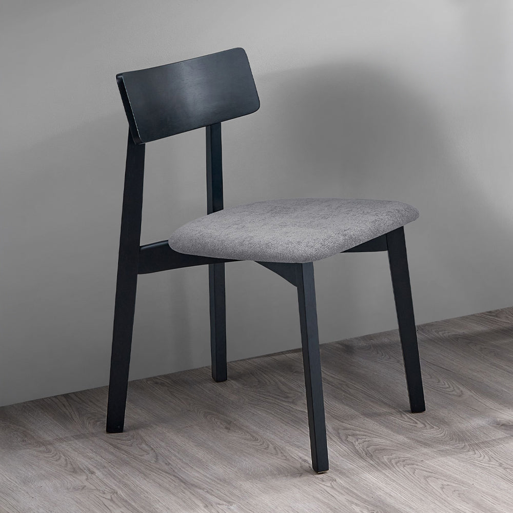 ACME Real Gray Linen Black Side Chair (Set-2) Model DN04186