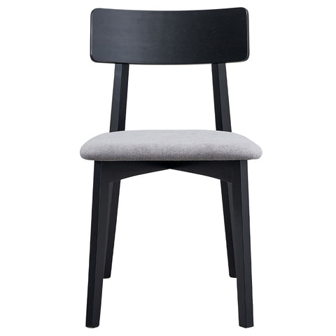 ACME Real Gray Linen Black Side Chair (Set-2) Model DN04186