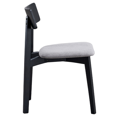 ACME Real Gray Linen Black Side Chair (Set-2) Model DN04186