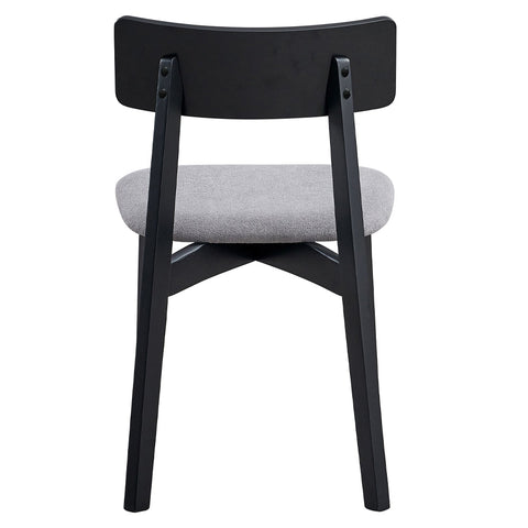 ACME Real Gray Linen Black Side Chair (Set-2) Model DN04186