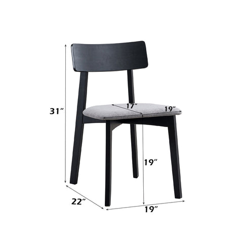 ACME Real Gray Linen Black Side Chair (Set-2) Model DN04186