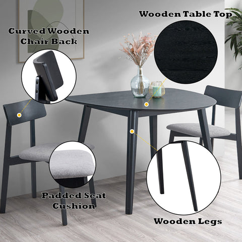 ACME Real Gray Linen Black Side Chair (Set-2) Model DN04186