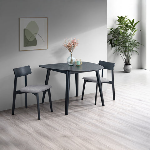 ACME Real Gray Linen Black Side Chair (Set-2) Model DN04186