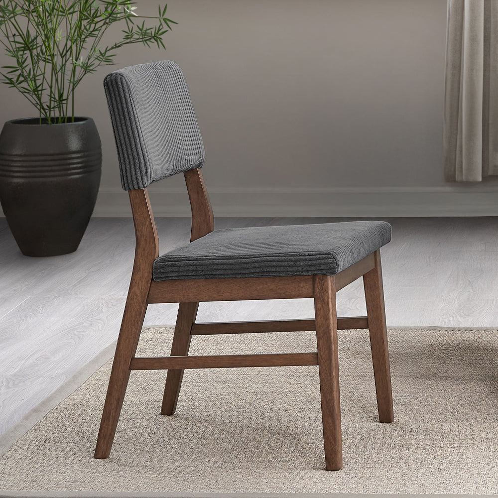 ACME Seda Gray Corduroy Walnut Side Chair (Set-2) Model DN04192