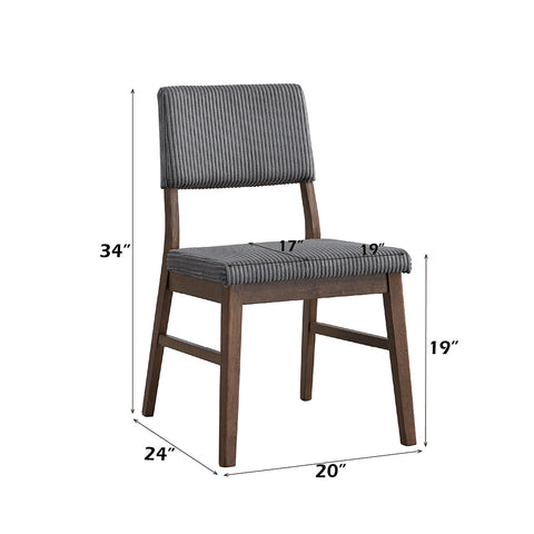ACME Seda Gray Corduroy Walnut Side Chair (Set-2) Model DN04192