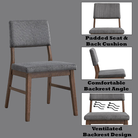 ACME Seda Gray Corduroy Walnut Side Chair (Set-2) Model DN04192