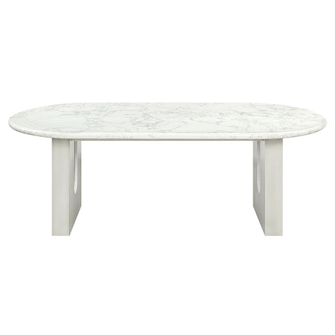 ACME Zayn White Natural Marble Top White Dining Table Model DN04205