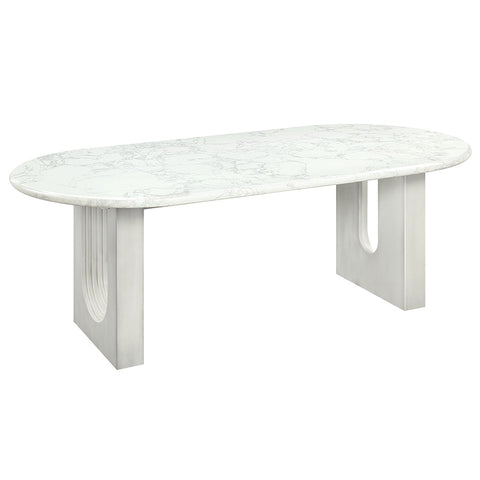 ACME Zayn White Natural Marble Top White Dining Table Model DN04205