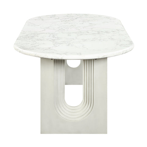 ACME Zayn White Natural Marble Top White Dining Table Model DN04205