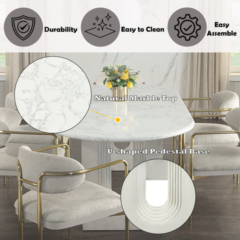 ACME Zayn White Natural Marble Top White Dining Table Model DN04205