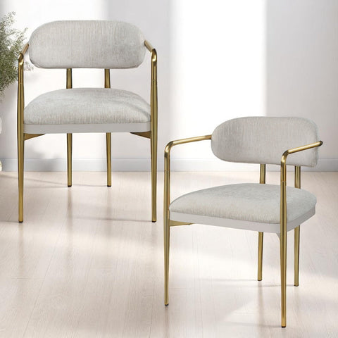 ACME Zayn Beige Chenille Gold Arm Chair (Set-2) Model DN04206