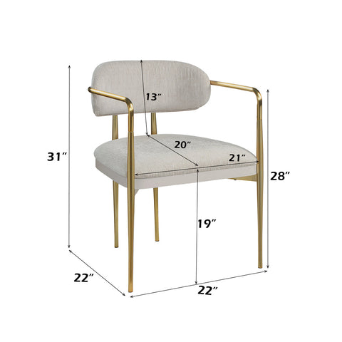 ACME Zayn Beige Chenille Gold Arm Chair (Set-2) Model DN04206