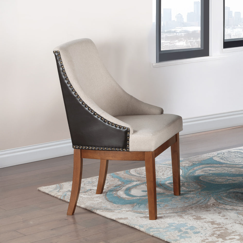 ACME Gilsea Fabric Brown Synthetic Leather Brown Side Chair (Set-2) Model DN04396