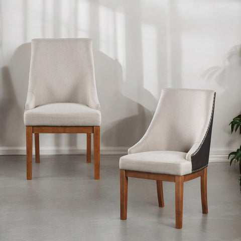 ACME Gilsea Fabric Brown Synthetic Leather Brown Side Chair (Set-2) Model DN04396