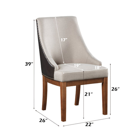 ACME Gilsea Fabric Brown Synthetic Leather Brown Side Chair (Set-2) Model DN04396