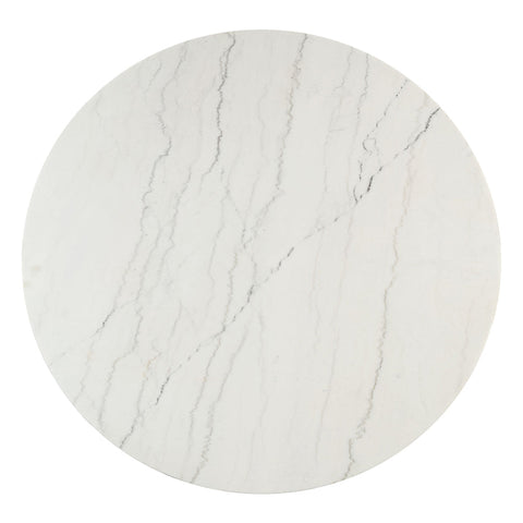 ACME Edwyn White Natural Marble Top Espresso Round Dining Table Model DN05205