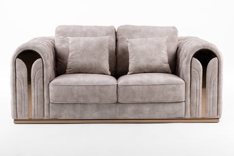 Divani Casa Dosie Transitional Beige Velvet Loveseat Model VGBN-S-9368-LOVE-BGE