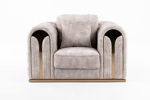 Divani Casa Dosie Transitional Beige Velvet Chair Model VGBN-S-9368-CHR-BGE