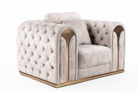 Divani Casa Dosie Transitional Beige Velvet Chair Model VGBN-S-9368-CHR-BGE