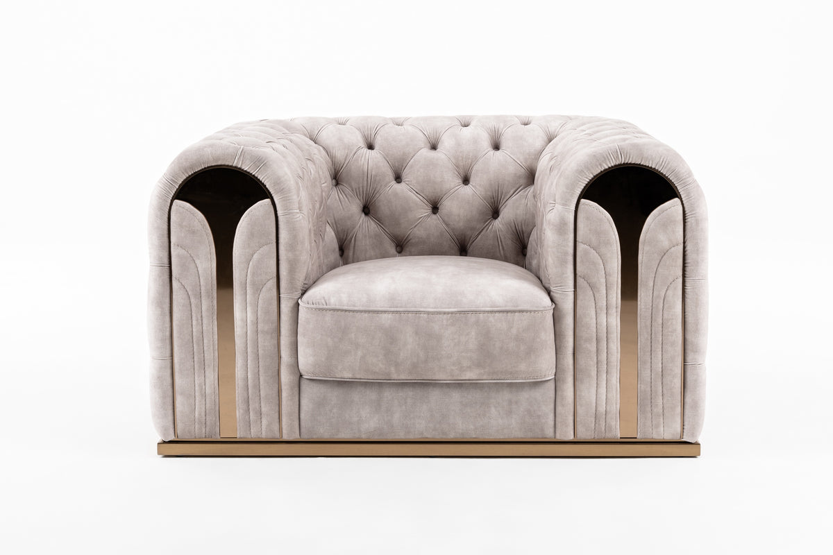 Divani Casa Dosie Transitional Beige Velvet Chair Model VGBN-S-9368-CHR-BGE