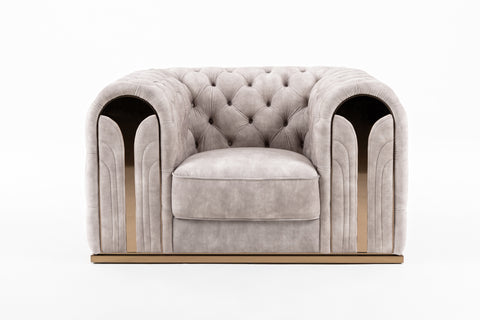 Divani Casa Dosie Transitional Beige Velvet Chair Model VGBN-S-9368-CHR-BGE