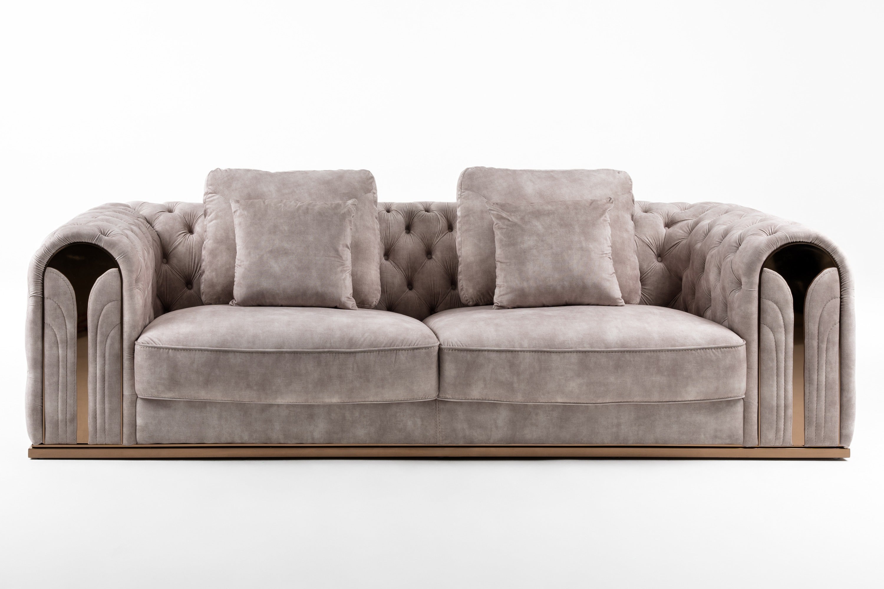 Divani Casa Dosie Transitional Beige Velvet Sofa Model VGBN-S-9368-SOFA-BGE