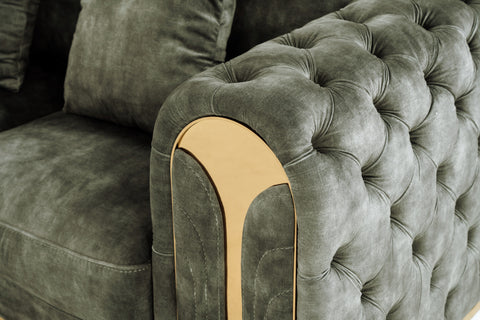 Divani Casa Dosie Transitional Grey Velvet Loveseat Model VGBN-S-9368-LOVE-GRY