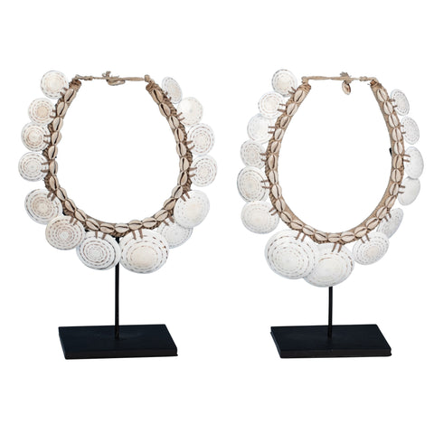 Milah Black Base and Natural Shells Decorative Neckalce Set Of 2