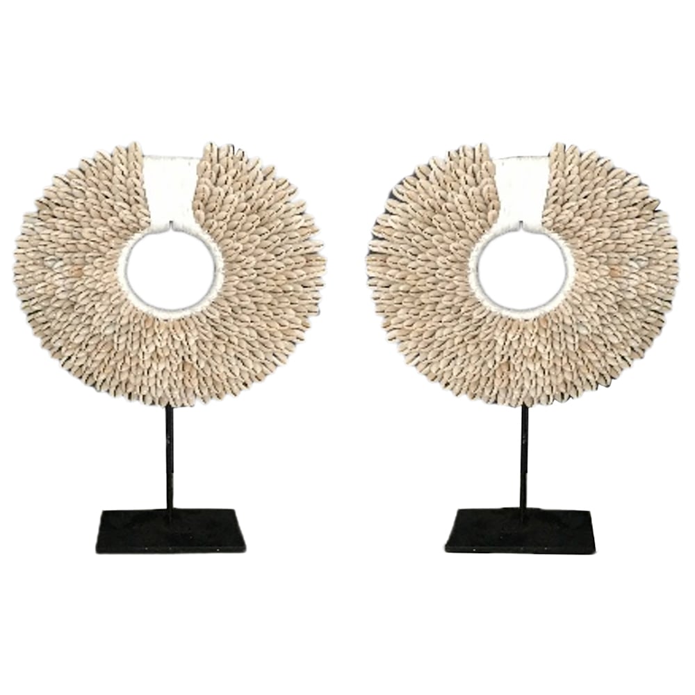 Isabel Black Base and Natural Shells Decorative Necklace Set Of 2