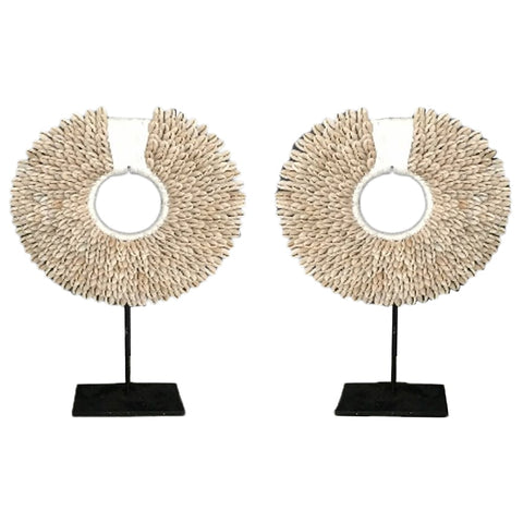 Isabel Black Base and Natural Shells Decorative Necklace Set Of 2
