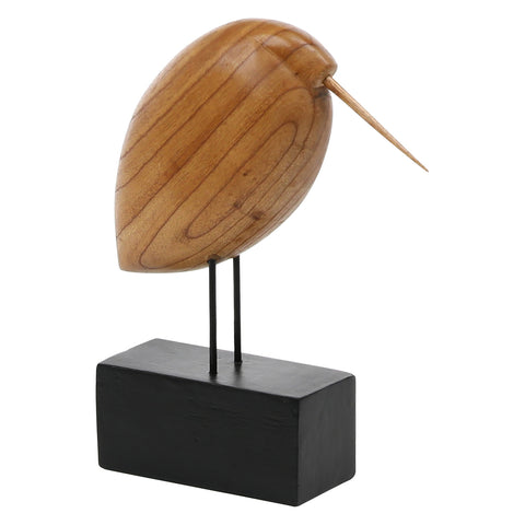 Raven Black and Natural Wood Finish Wood Figure