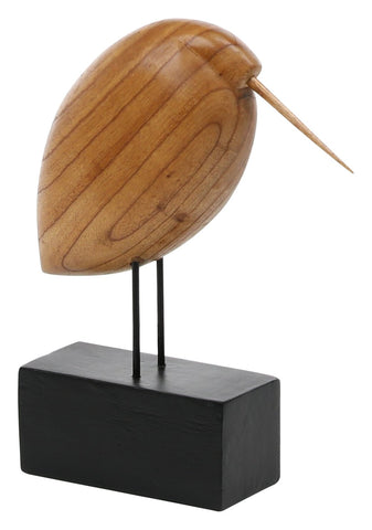 Raven Black and Natural Wood Finish Wood Figure