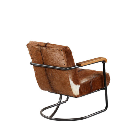 Vistan Antique Black Iron Frame with Brown Hide Occasional Chair