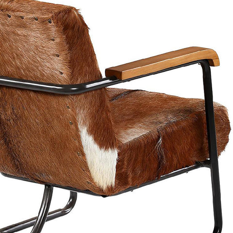 Vistan Antique Black Iron Frame with Brown Hide Occasional Chair