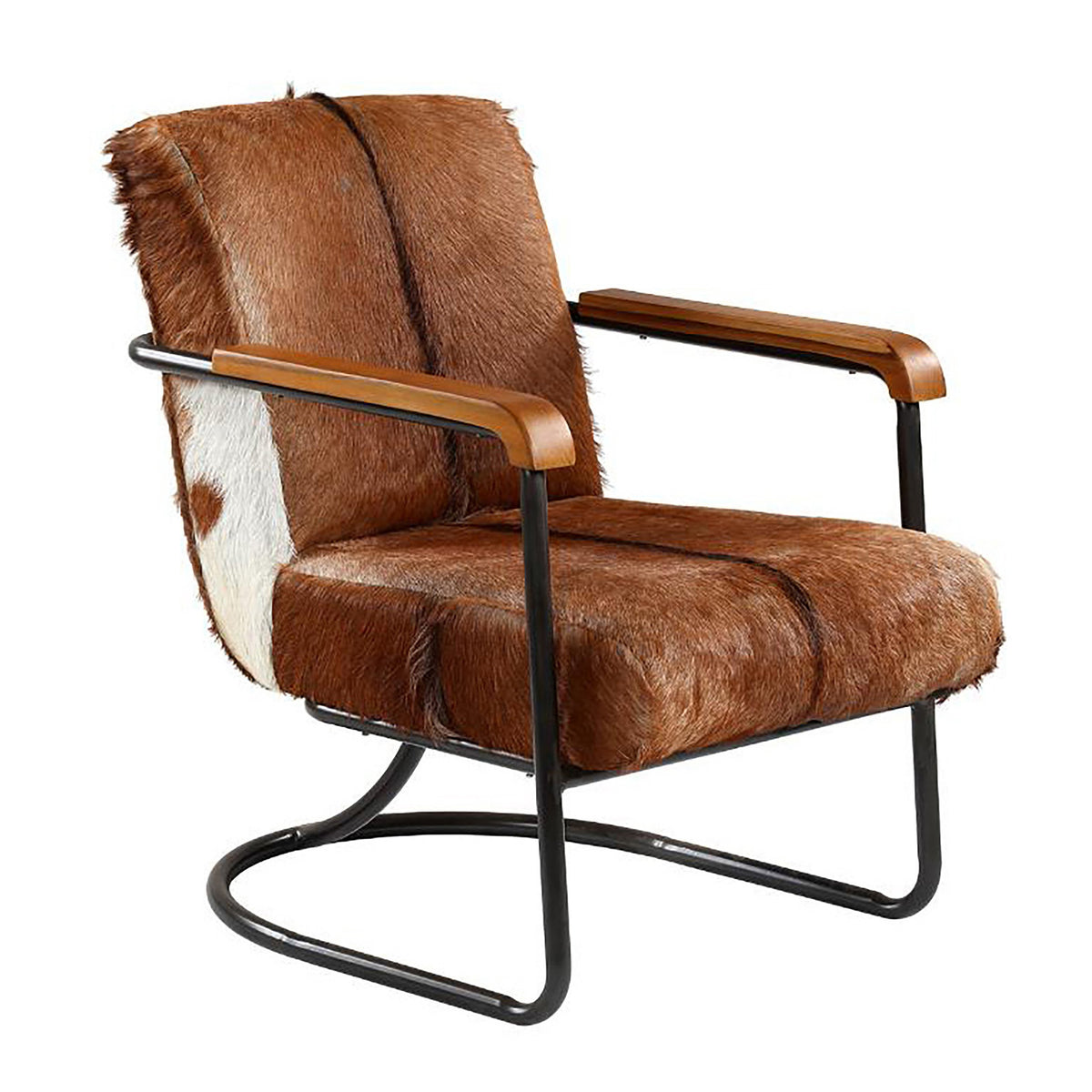 Vistan Antique Black Iron Frame with Brown Hide Occasional Chair