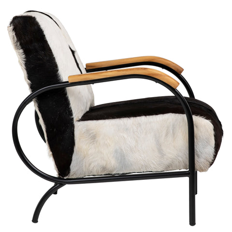 Ebony Natural Black and White Finish with Black Frame Occasional Chair