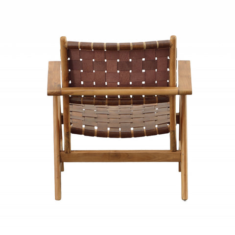 Sutri Natural Finish with Brown Leather Occasional Chair