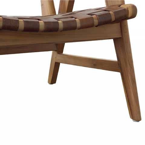 Sutri Natural Finish with Brown Leather Occasional Chair