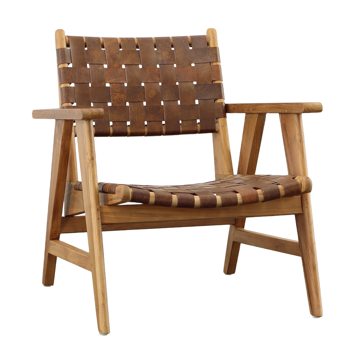 Sutri Natural Finish with Brown Leather Occasional Chair