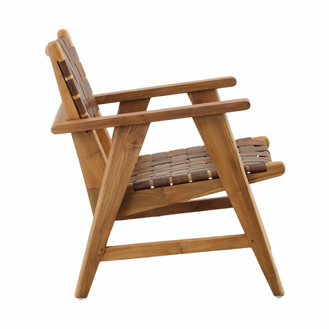 Sutri Natural Finish with Brown Leather Occasional Chair