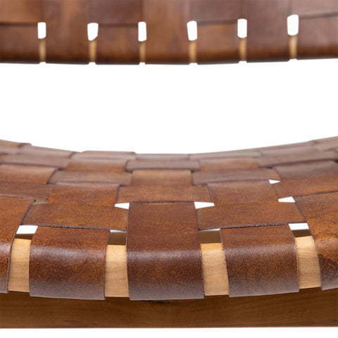 Sutri Natural Finish with Brown Leather Dining Chair