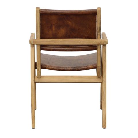 Oaklynn Natural and Antique Brown Leather Dining Chair