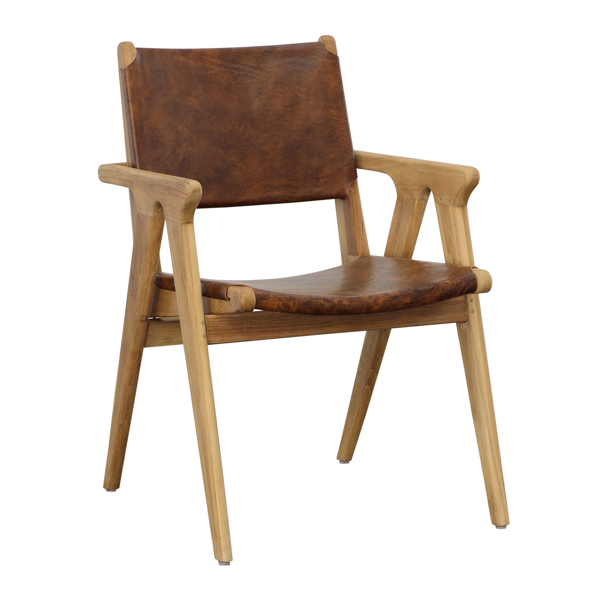 Oaklynn Natural and Antique Brown Leather Dining Chair