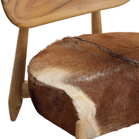 Guleen Brown and White Hide and Natural Wood Finish Occasional Chair