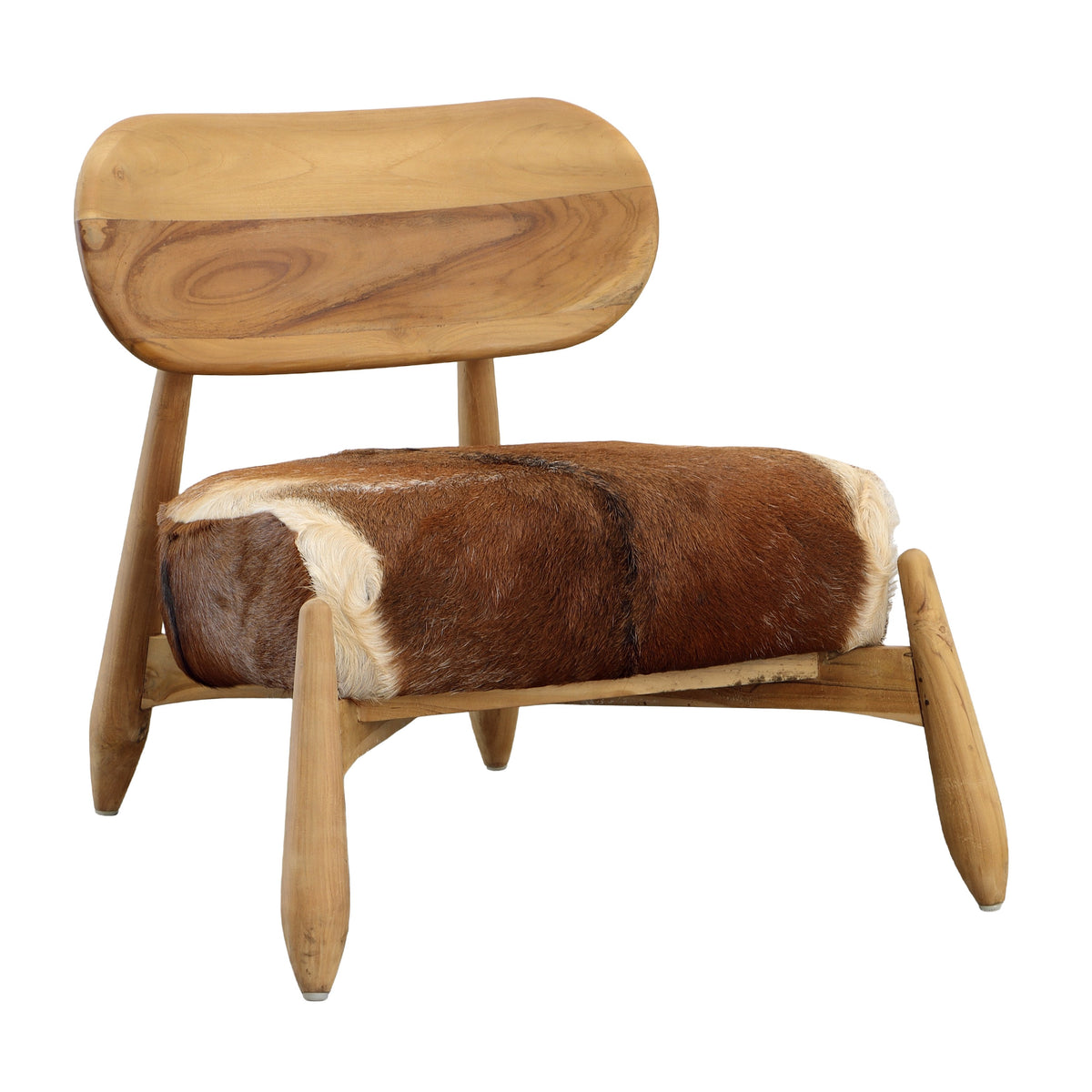 Guleen Brown and White Hide and Natural Wood Finish Occasional Chair